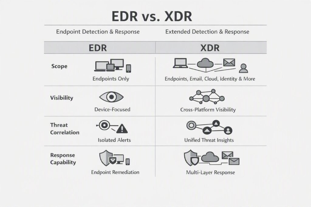 EDR vs XDR Endpoint response vs detection